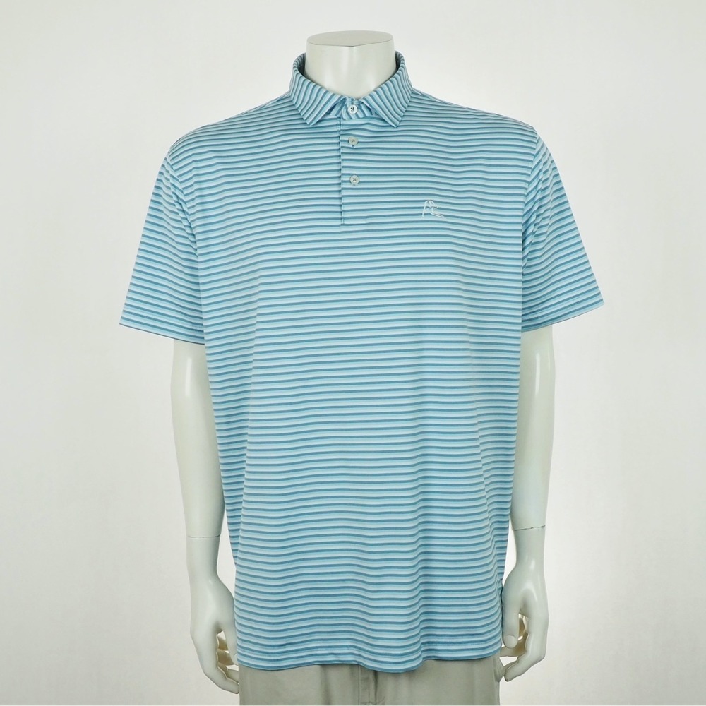 Rhoback Golf Polo Shirt Mens Sz XL Birdie Blue Striped Casual Performance Blend